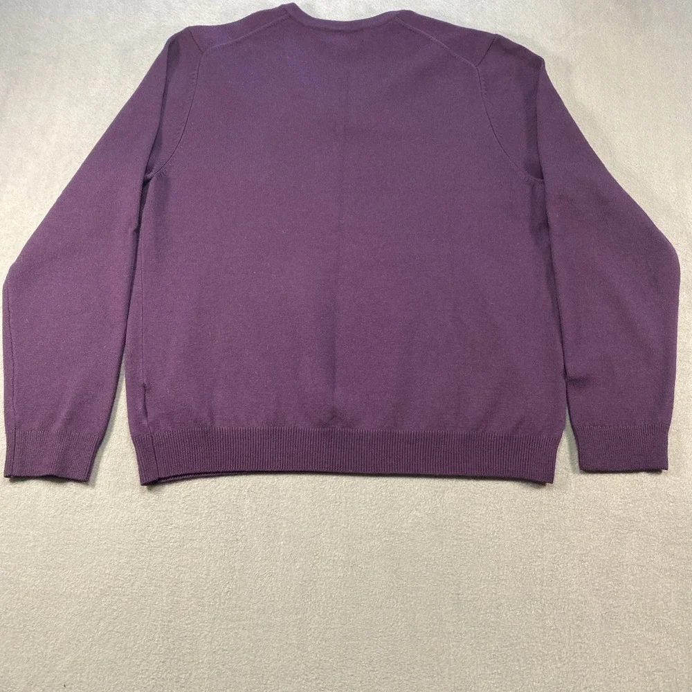 Brooks Brothers Mens Sweater V-Neck Purple Merino Wool Size Medium